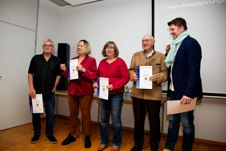 Löwen-Ehrungen für Franz Vielhuber, Roswitha Schlleicher-Schwarz, Ingrid Jost und Ernst Hillisch - 1. LV Alexander Gohlke - v.l.